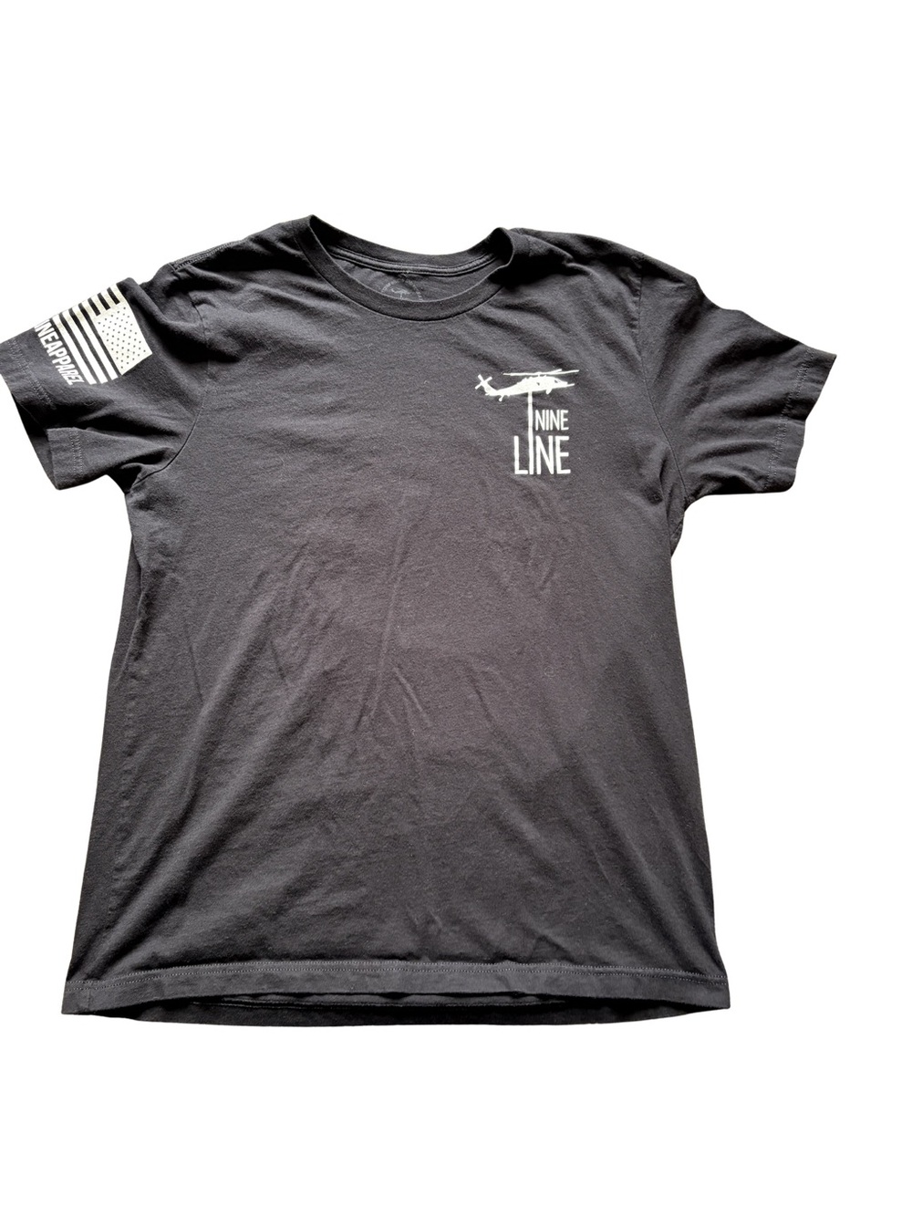 Nine Line Men's Black Cotton Short Sleeve Crew Neck USA Flag Graphic T-Shirt L